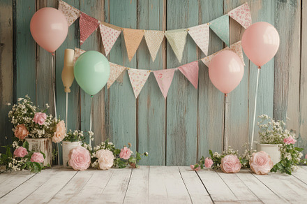 Decorative flags and pastel balloons, a Photo by Iftikhar Alam