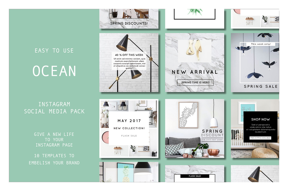 Instagram Template Marble, a Social Media Template by AtelierCartouche (Photo 1 of 5)