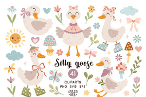 Groovy Silly Goose Clipart, an Animal Illustration by JulzaArt