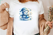 Watercolor Blue Snowman, a Seasonal Illustration by CreationArt (Thumbnail 6 of 7)