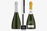 Champagne Green Bottle Mockup, a Packaging Mockup by Graxaim Mock-up (Thumbnail 7 of 7)