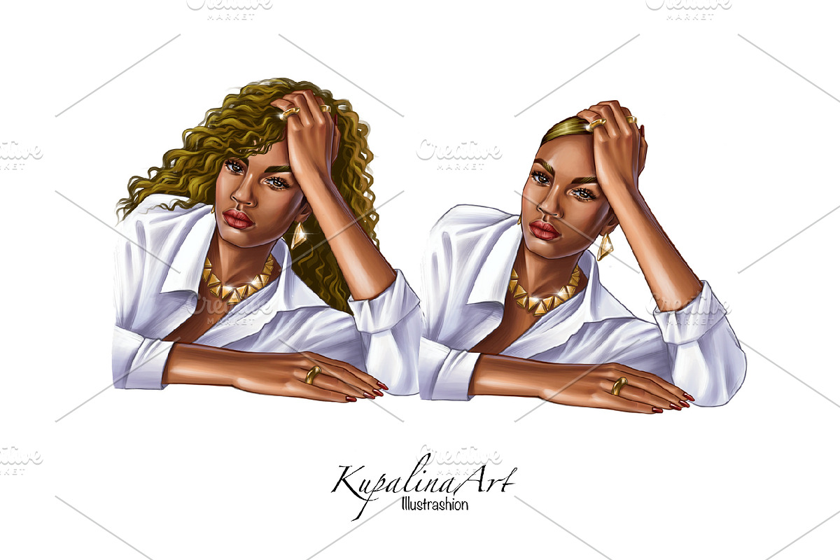 African american Black girl clipart, an Illustration by KupalinaArt (Photo 5 of 6)