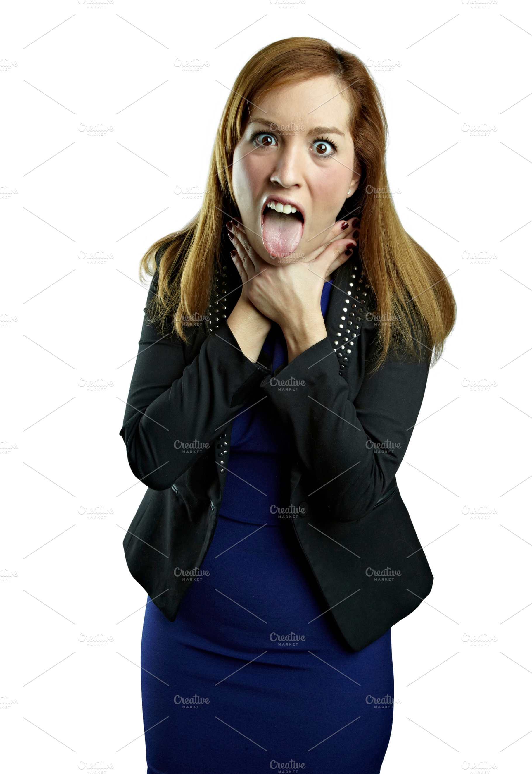 Happy beautiful woman in blue dress., a Person Photo by Mexico stock images