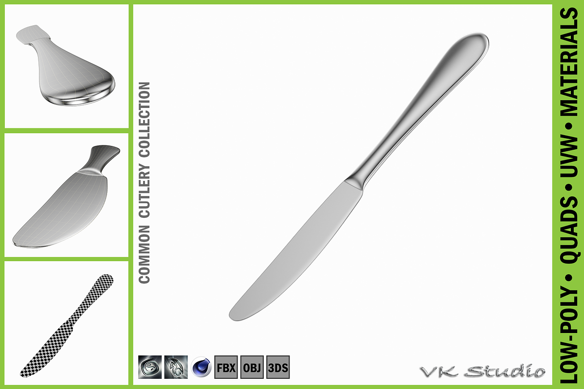 Table Dinner Knife Common Cutlery, an Object 3D Model by VK Studio (Photo 1 of 6)