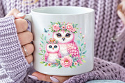 Cute Mom & Bub Owls Clipart, an Illustration by CraftArtStudio (Thumbnail 5 of 6)