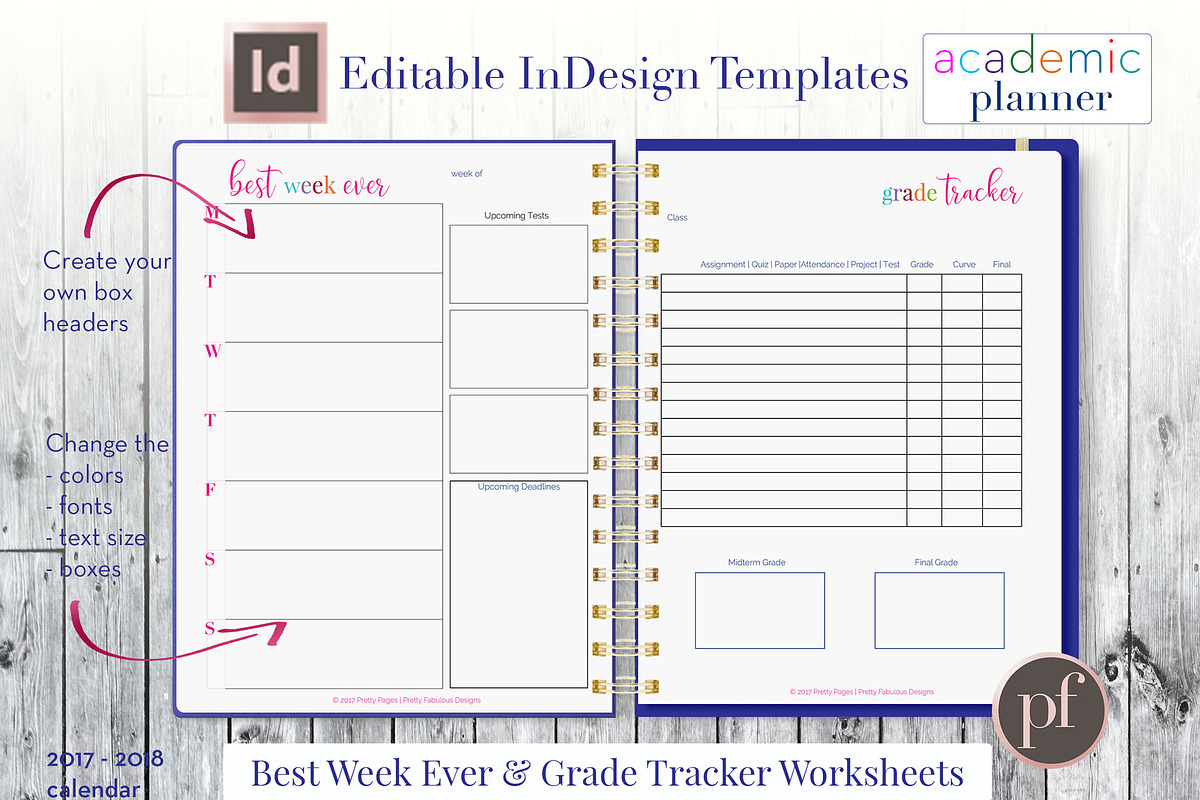 Academic Planner | InDesign Template, a Stationery Template by Planner Templates (Photo 9 of 11)