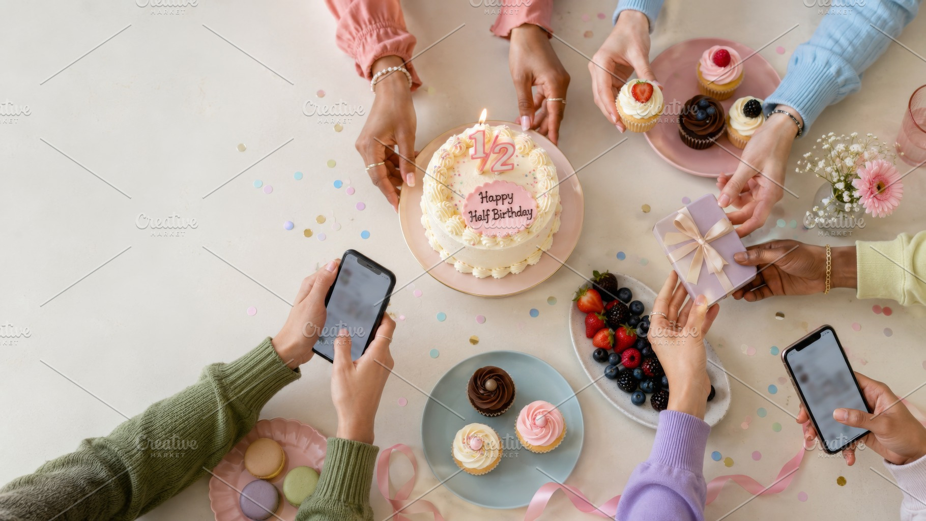 Half birthday celebration with cake,, a Photo by Dvoevnore photos