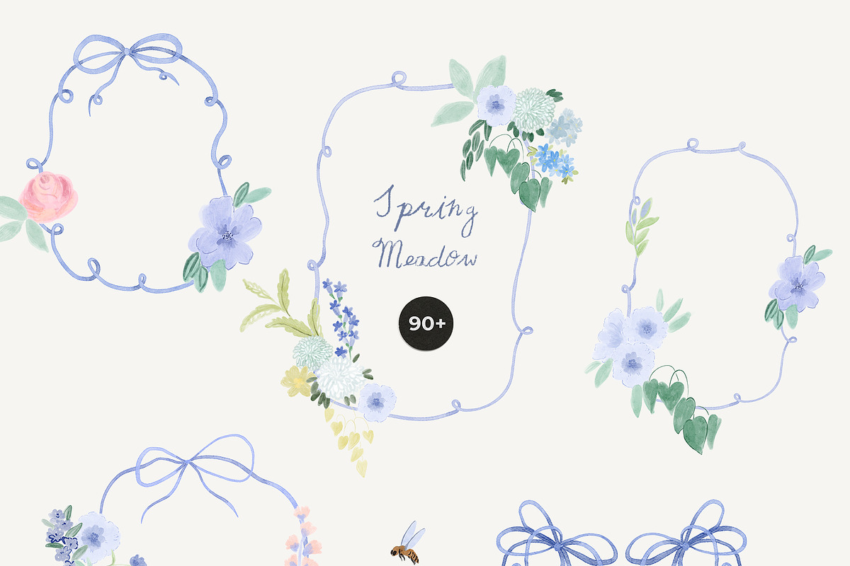 Hand-Painted Spring Floral Meadow, a Decorative Illustration by Lana Elanor (Photo 10 of 16)