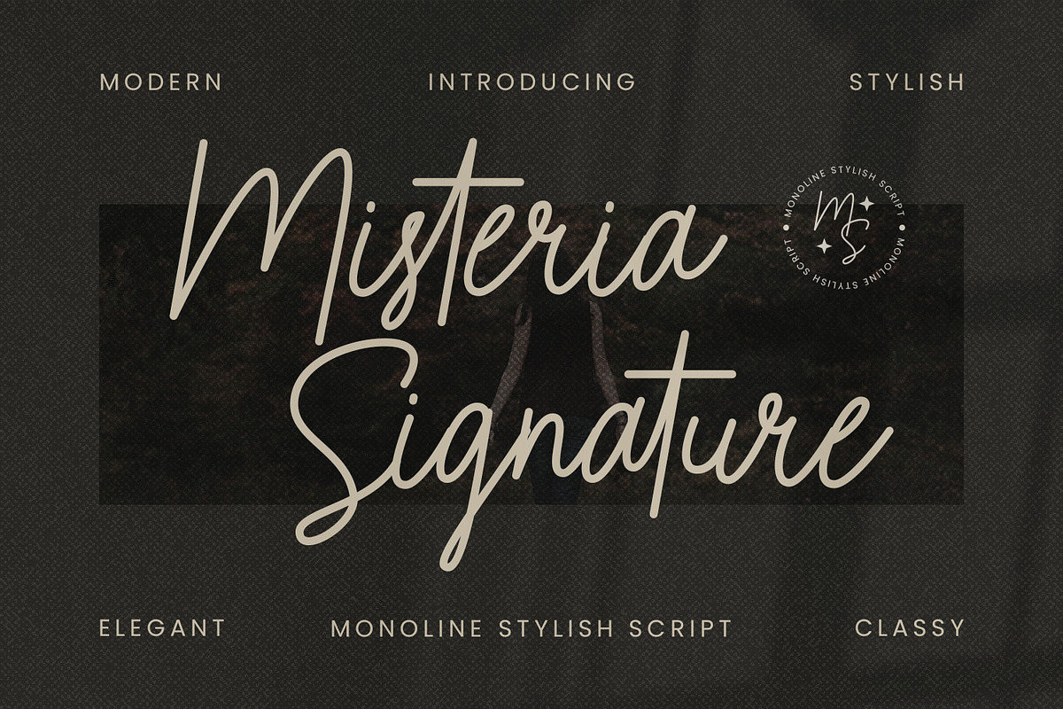 Misteria Signature Font, a Script Font by Hasbi Creative (Photo 1 of 10)