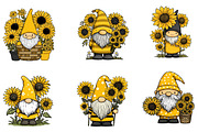 Bee Gnome with Sunflowers Clipart, an Illustration by Dream Creation (Thumbnail 6 of 7)
