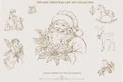 Victorian Line Art Christmas Set, a Decorative Illustration by AlenaVlasko stock Market (Thumbnail 1 of 13)