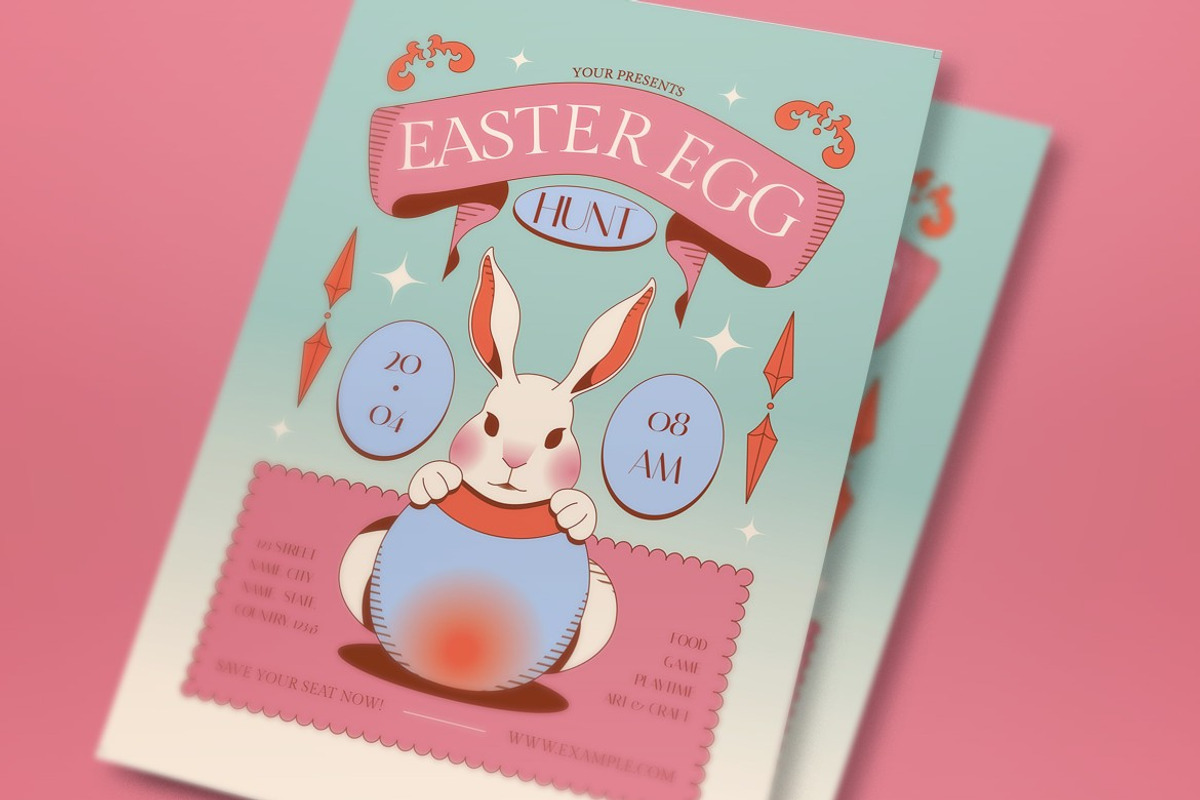 Pink Easter Egg Hunt Flyer Set, a Flyer Template by graphicook (Photo 2 of 3)