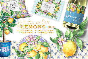 LEMONS Watercolor clipart set