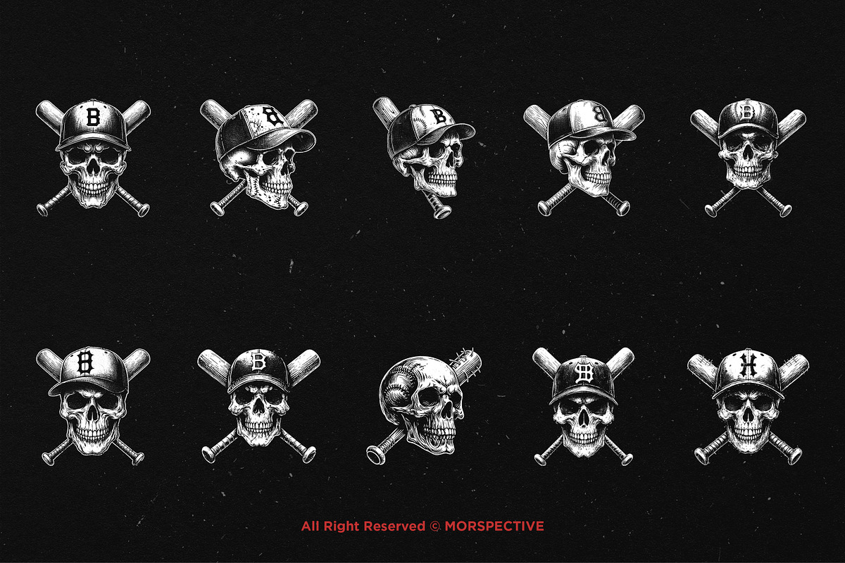 10 Bundle Dark Art Skull Bat Basebal, an Illustration by Morspective (Photo 6 of 7)