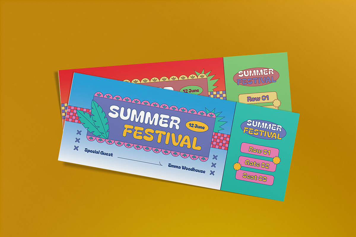 Blue Gradient Summer Fest Ticket, a Card Template by graphicook (Photo 1 of 3)