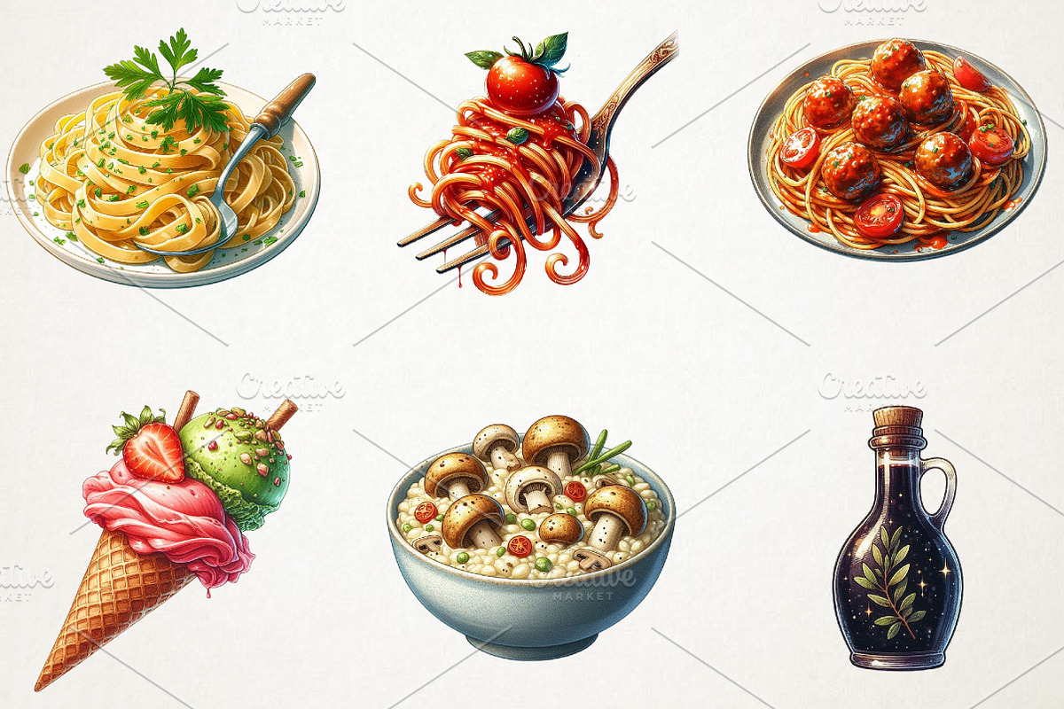 Hand Drawn Italian Food Clipart, an Illustration by RobertsArt (Photo 2 of 7)