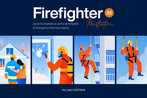 Animated Firefighter Illustration, a Work Illustration by Brickclay