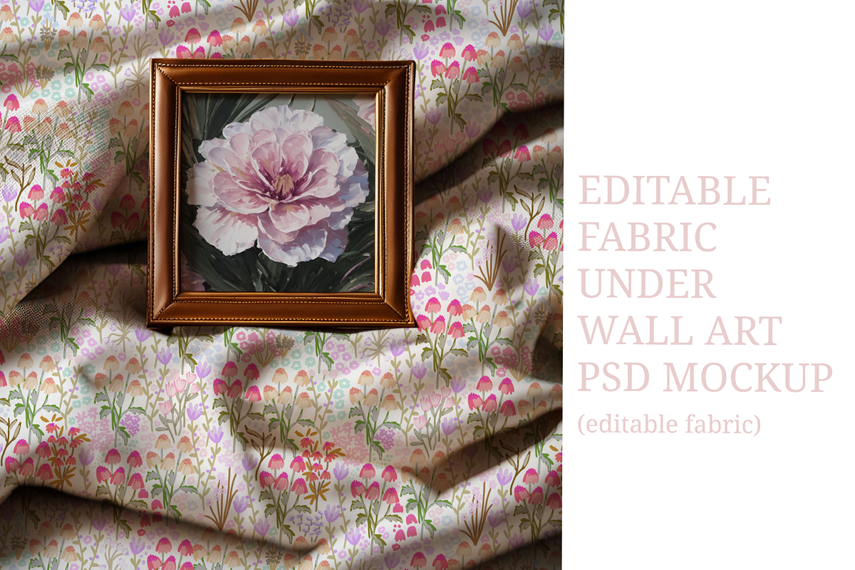 Editable Fabric under Framed art PSD, a Shirt Mockup by jenartstudio