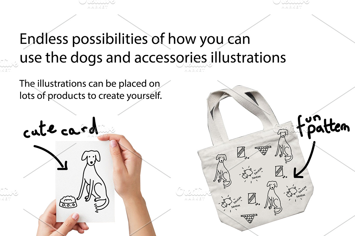 Cute doodle dogs and accessories, an Animal Illustration by Liz Pengilley Studio (Photo 4 of 4)