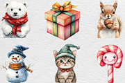 Watercolor Cute Christmas Clipart, an Illustration by Black Bird Studio (Thumbnail 5 of 6)