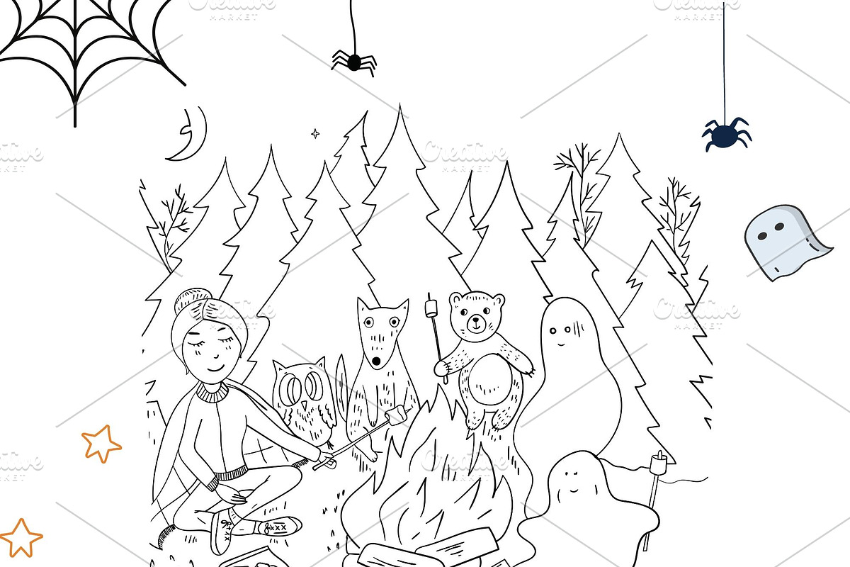 Halloween coloring book pages, an Animal Illustration by pictures for you (Photo 1 of 7)