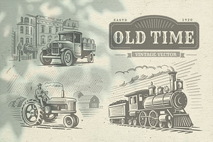 Old time vector set. Vehicle