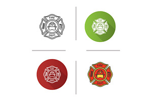 Fire department badge icon, an Outline Icon by IMG Visuals