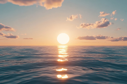 Beautiful sunset over calm sea with, a Photo by Iftikhar Alam
