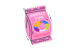 Bubble Gum Ball in Pink Package as, a Food Illustration by TopVectors
