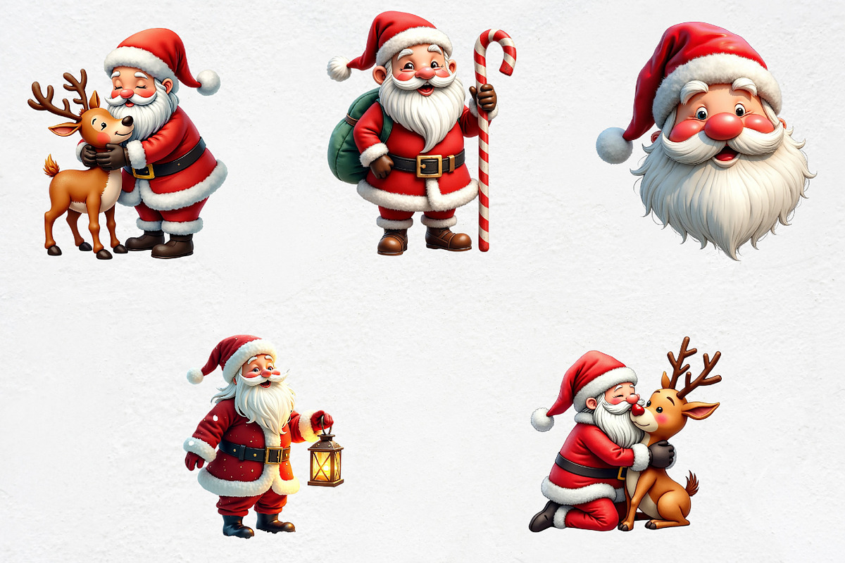 Cute Christmas Santa Clipart PNG, an Illustration by CrexoraLab (Photo 3 of 5)