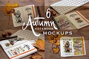 6 Autumn Notebook Mockups, a Books & Magazine Mockup by Fresh Design Elements (Thumbnail 1 of 3)