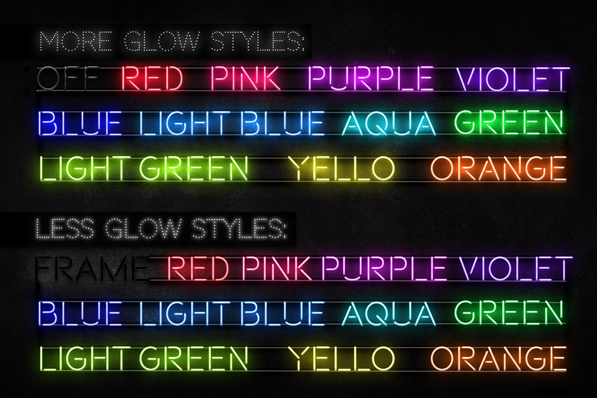 Neon Text Layer Styles FREE BRUSHES, a Layer Style Add-On by Graphic Spirit (Photo 5 of 9)