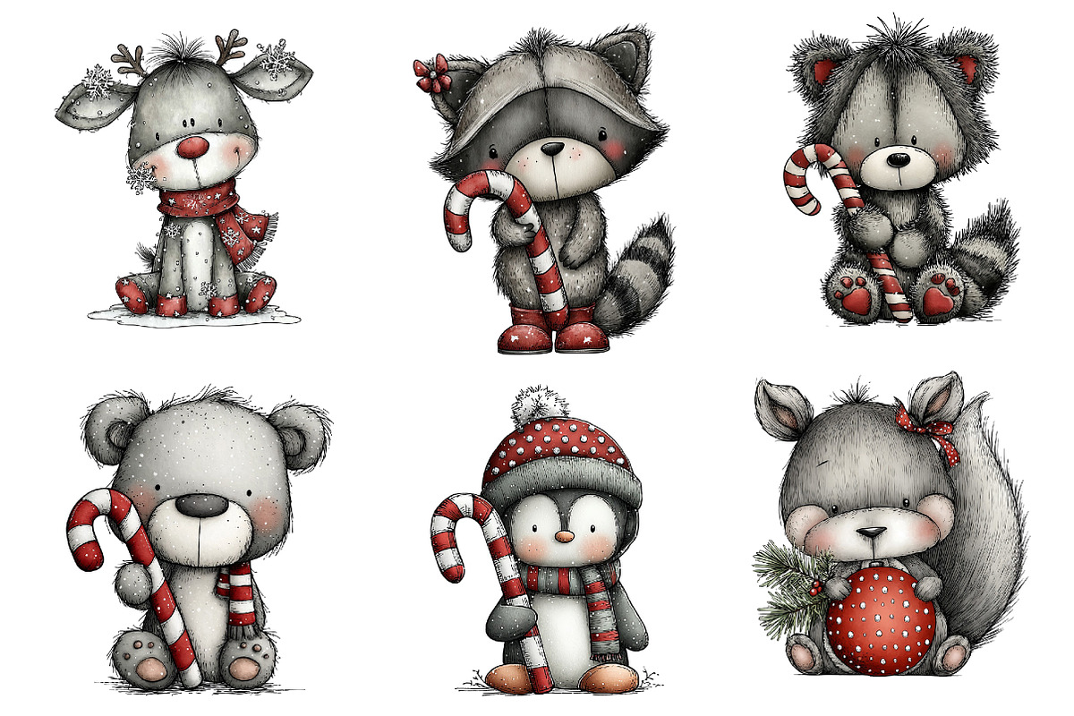Christmas Whimsical Animals Clipart, an Illustration by Dream Creation (Photo 4 of 8)