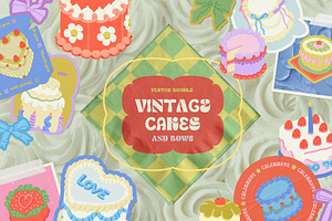 Vintage cakes, bows + BONUS patterns, a Food Illustration by My.Ordinarty