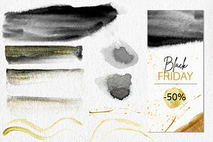 Modern Black & Gold Watercolor Set