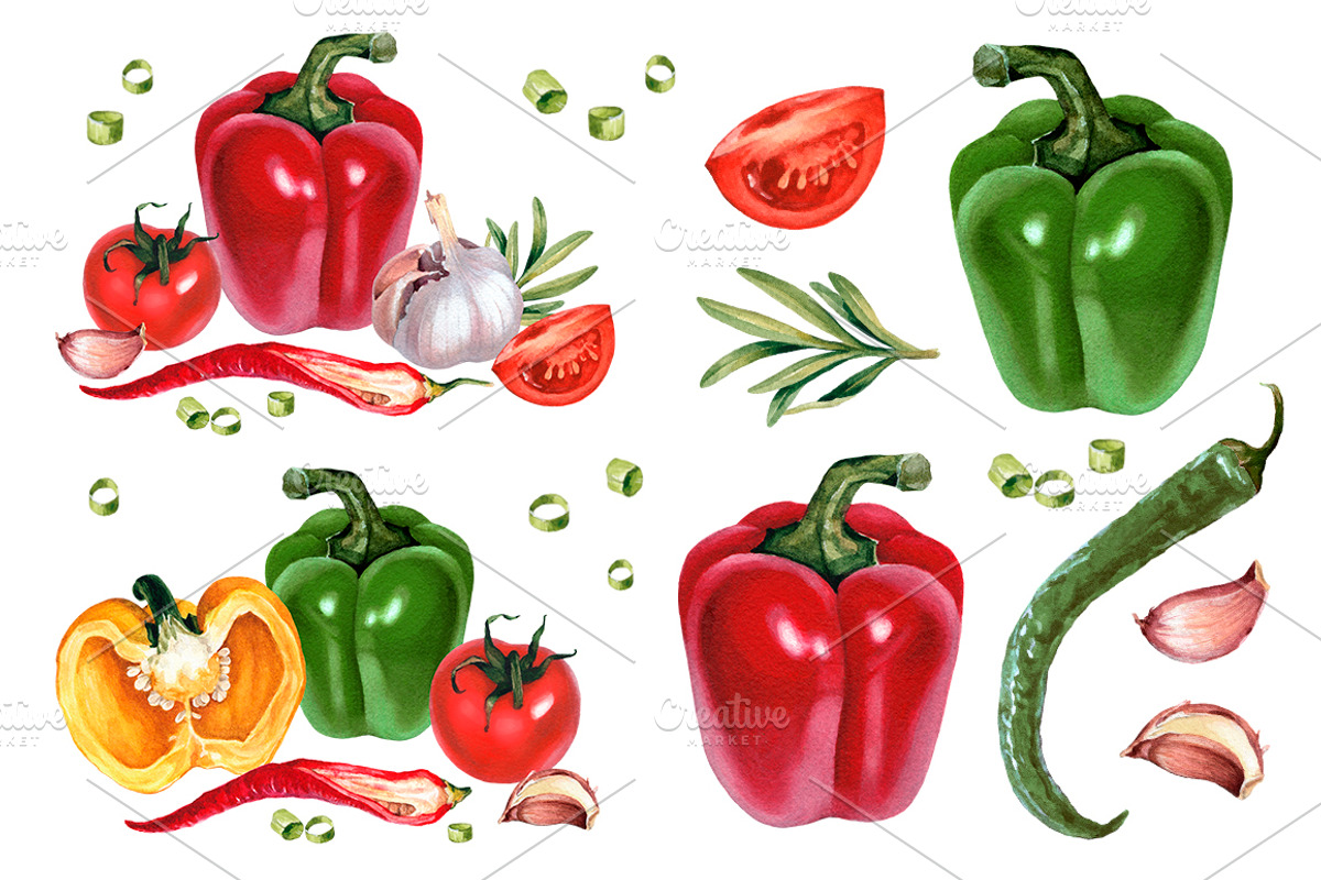 Vegetables illustrations kit, a Food Illustration by Sundra (Photo 5 of 11)