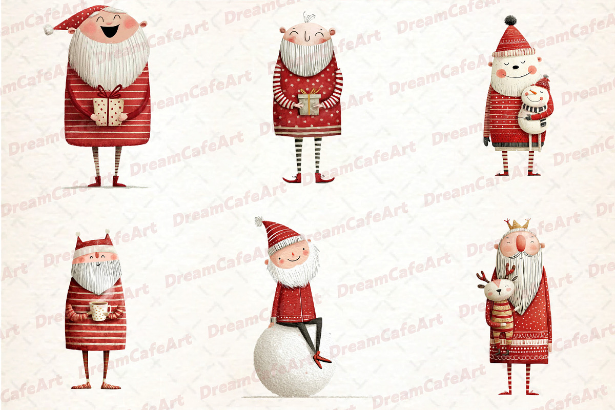 Funny Christmas Santa Clipart, an Illustration by DreamCafeArt (Photo 6 of 8)