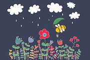Bee and flowers, an Illustration by BerryCaty (Thumbnail 4 of 14)