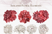 Red Burgundy & White Floral Clipart, an Illustration by May • SHO (Thumbnail 4 of 13)