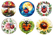 Round Stained Glass Ladybug png, an Illustration by CreationArt (Thumbnail 4 of 5)