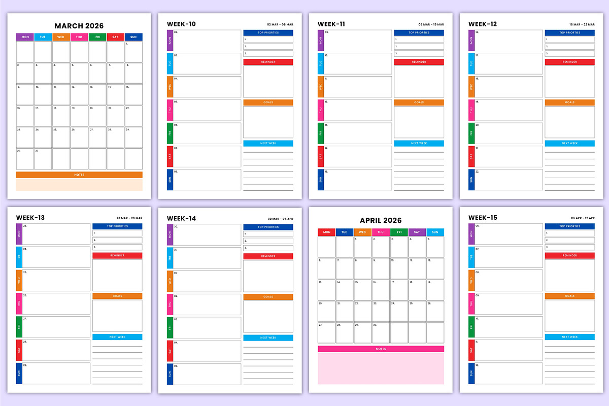 2026 Dated Weekly Organizer Canva, a Stationery Template by Mustafiz (Photo 3 of 4)