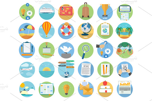 Set icons set of traveling preview 3