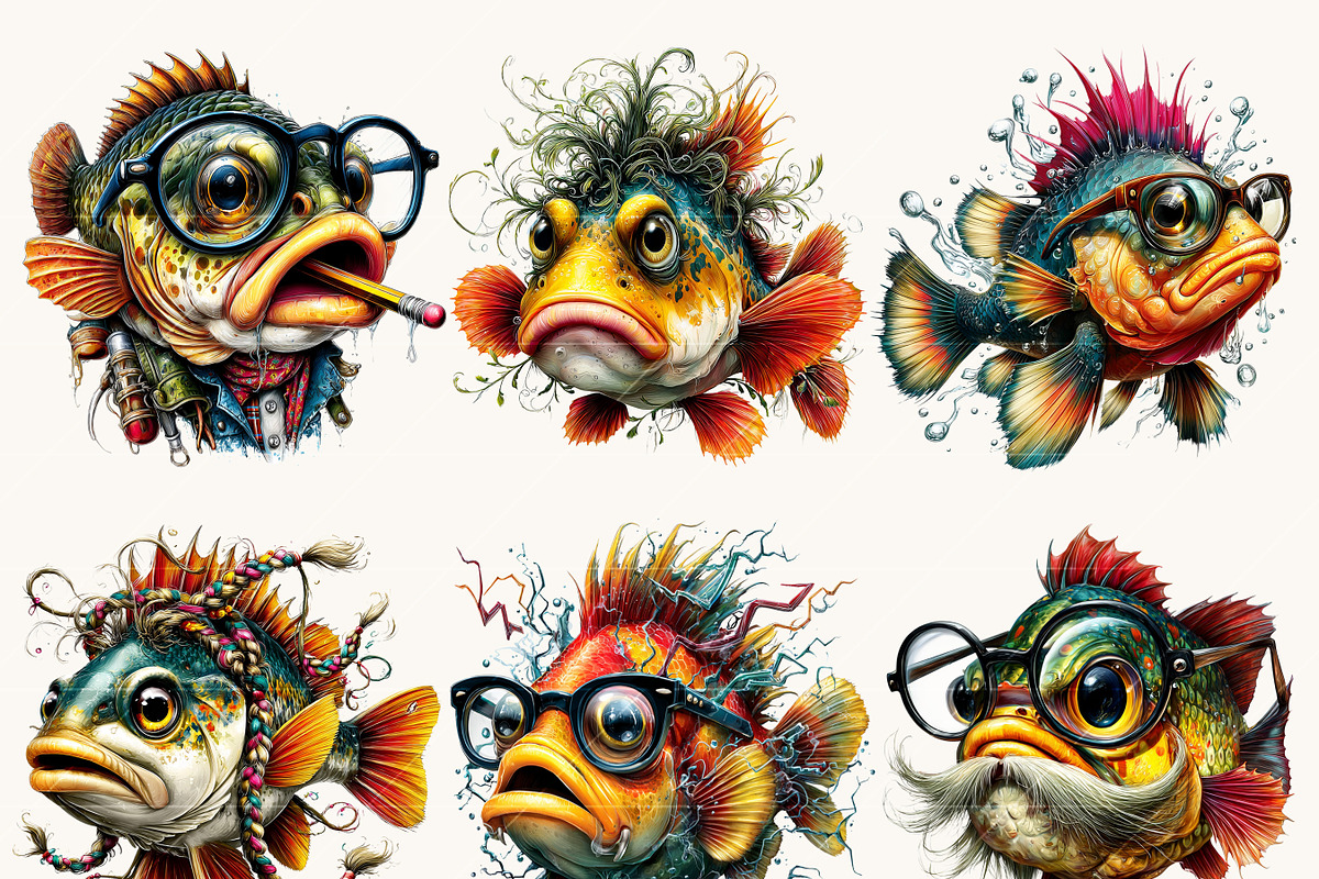 Whimsical Fish Clipart Bundle, an Animal Illustration by Design Scotch (Photo 4 of 8)