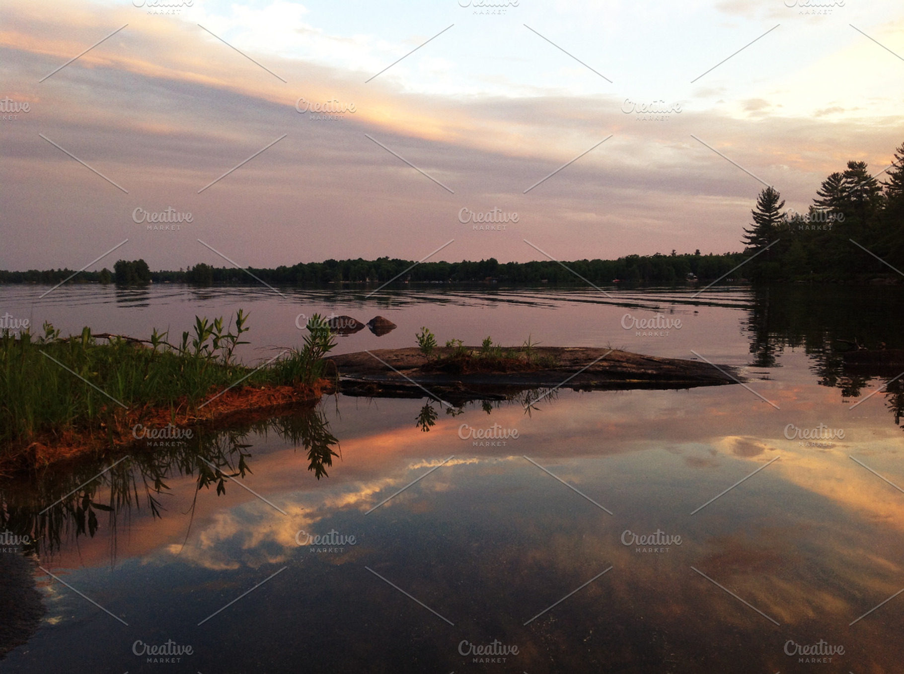 Sunset On The Lake Containing Sunset Lake And Nature