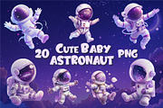 Cute baby astronaut 01. T-Shirt, PNG, an Animal Illustration by KENO Mascots (Thumbnail 1 of 10)
