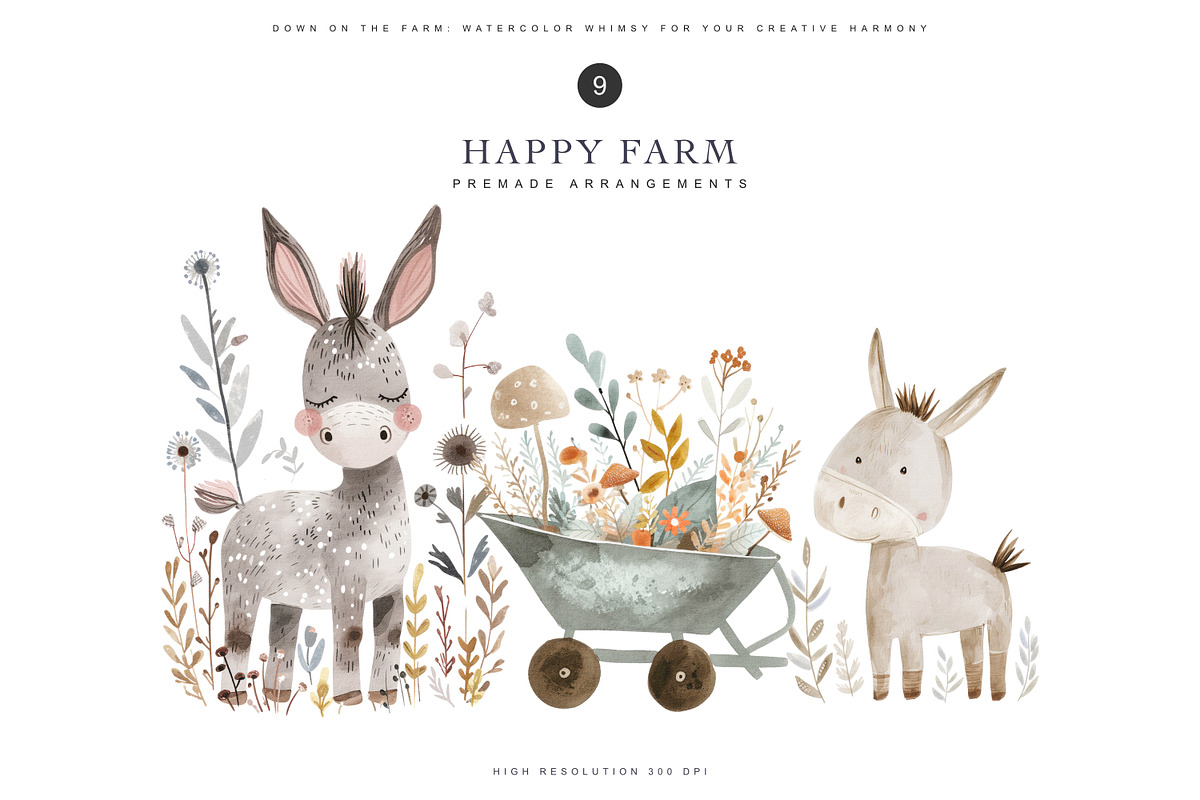 watercolor farm animal clipart set, an Animal Illustration by Pink Studio Art (Photo 2 of 13)