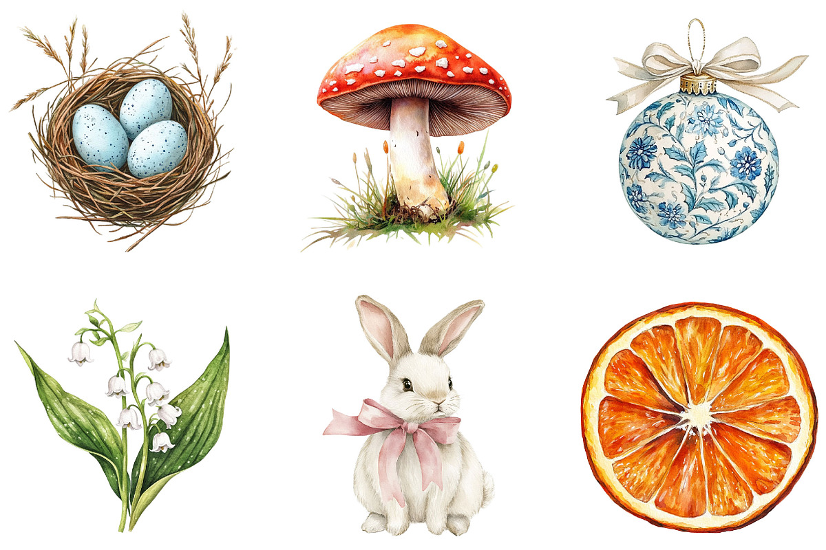 Secret Winter Garden Clipart Set, a Seasonal Illustration by Designking