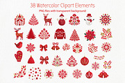 Red and Gold Watercolor Christmas, a Seasonal Illustration by ArtIrisArt (Thumbnail 2 of 13)