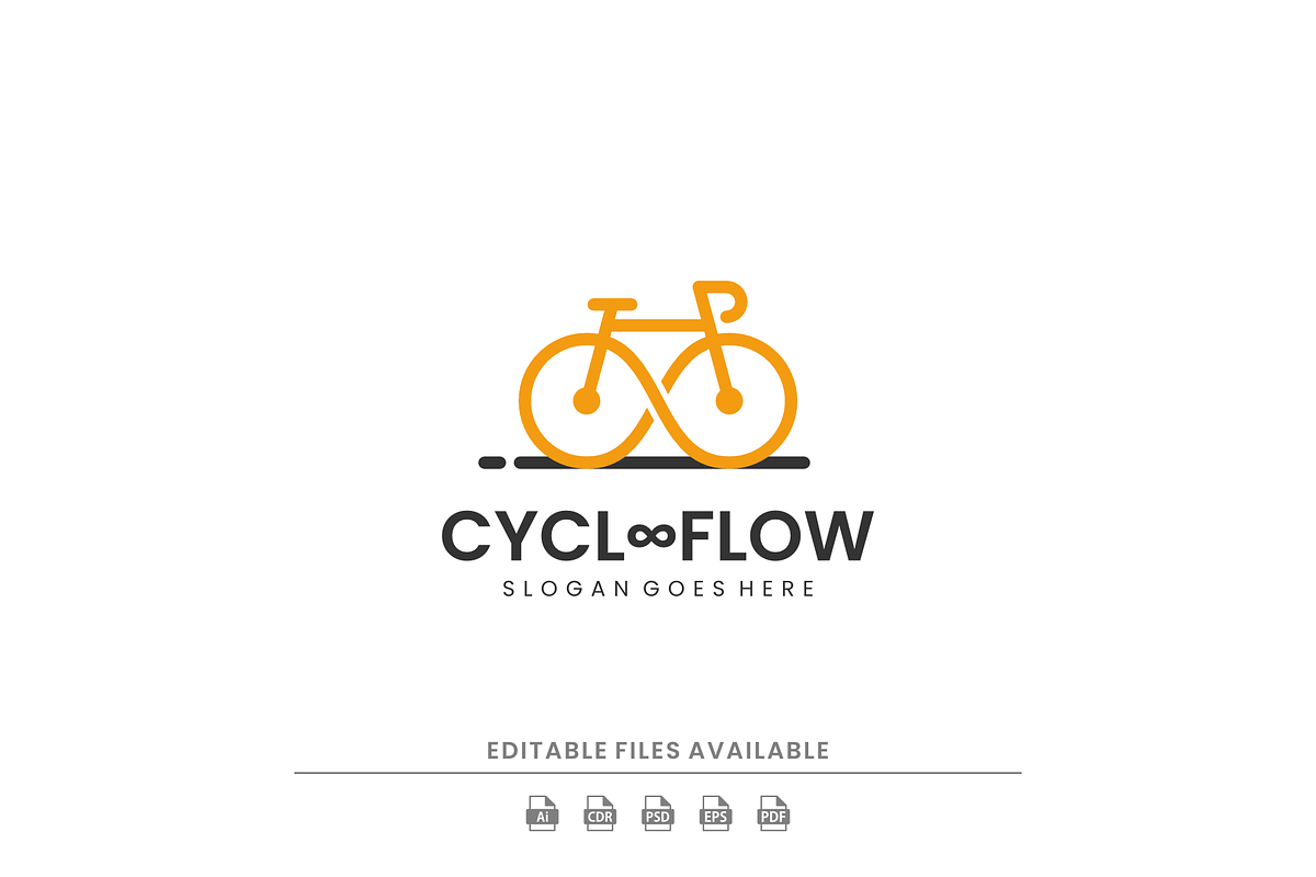 Line Art Bicycle Flow  Logo Design, a Branding & Logo Template by Artnivora.Std