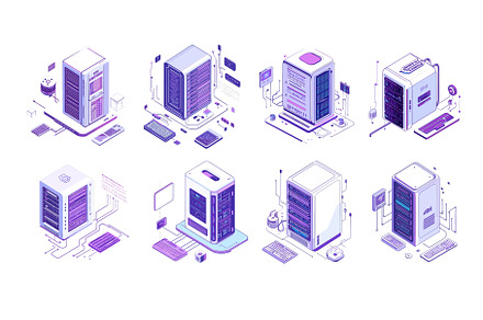 Isometric servers. Data storage, a Technology Illustration by Stock-Smart-Start